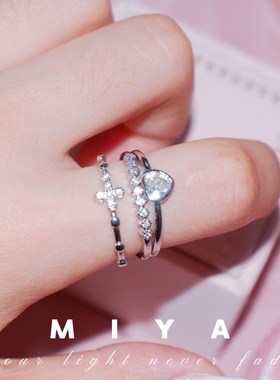 纯白天使～ Rromise Ring 白月光爱心戒指套装绝美