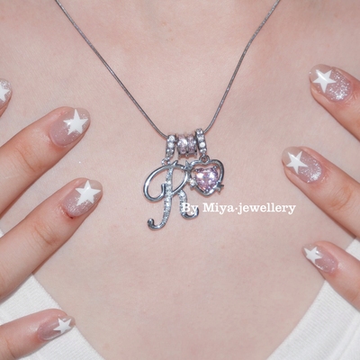 美式甜心双隔片字母定制项链