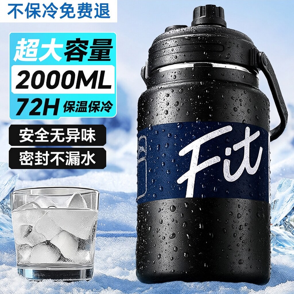 保温壶大容量保冷杯男款2000ML吨吨桶外出携带运动热水壶保冷水杯