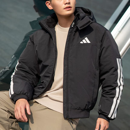 Adidas阿迪达斯羽绒服男2025新款运动休闲连帽保暖夹克外套JG3845