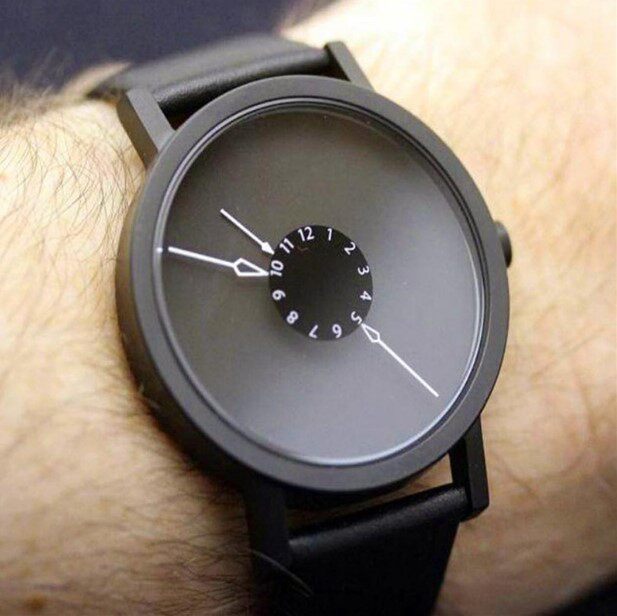 代购projects nadir纯黑蝌蚪等高线炫酷简约创意石英运动男女手表