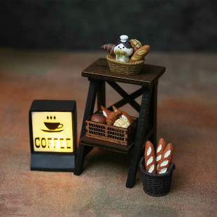 zakka日式法棍面包猫收纳咖啡店灯牌烘焙食玩娃屋可发光摆件夜灯