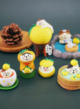 少女心日式风水果猫咪小摆件