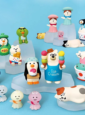 可爱日式企鹅小熊冰淇淋治愈摆件