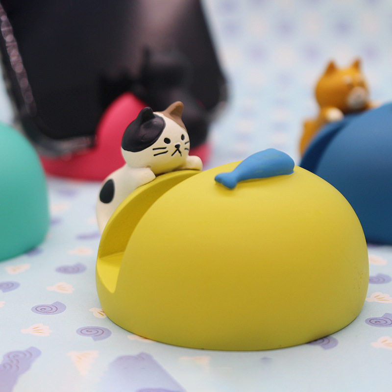 日式柴犬猫咪文鸟树脂圆座手机支架床头桌面可爱懒人圆形手机座