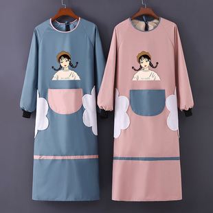 加长加大有袖 罩衣女 围裙防水防油家用厨房穿到200斤成人围腰新款