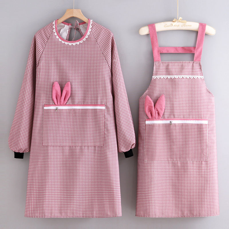 帆布长袖围裙厨房家用防污耐脏