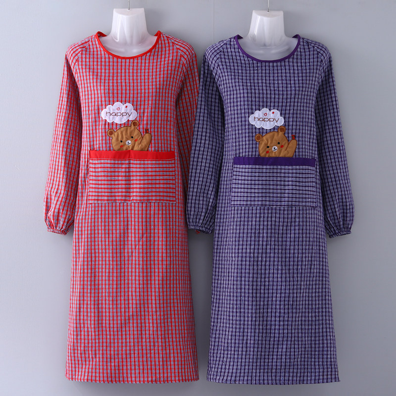 加长加大长袖围裙家用厨房2021新款洋气可爱工作服女纯棉罩衣外套,家庭/个人清洁工具,围裙,淘宝优惠券,粉丝福利购,淘宝优惠卷