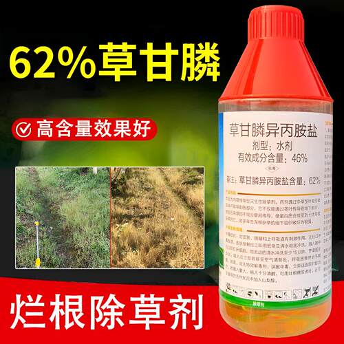 62%正品草甘膦异丙胺盐荒地除灭杂草农药一扫光除草烂根剂除草剂