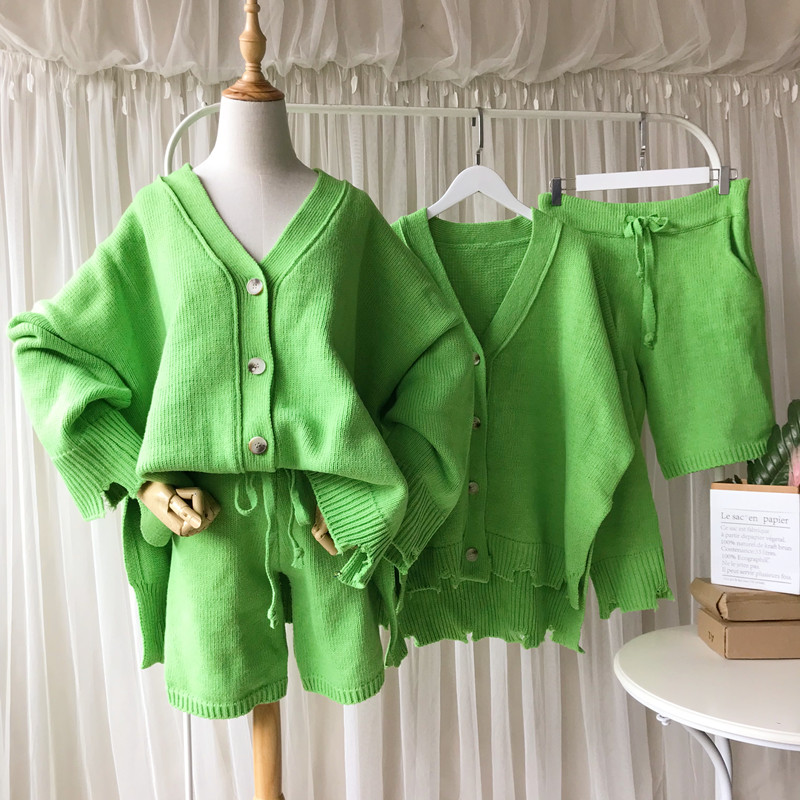 时尚套装女秋季2019新款韩版针织开衫宽松外套配短裤套装女两件套|ruв категории Женская одежда, костюм/студенты школьную форму/обмундирования, модный костюм - от Buy2taobao.com для оказания профессиональной услуги покупки агента Taobao