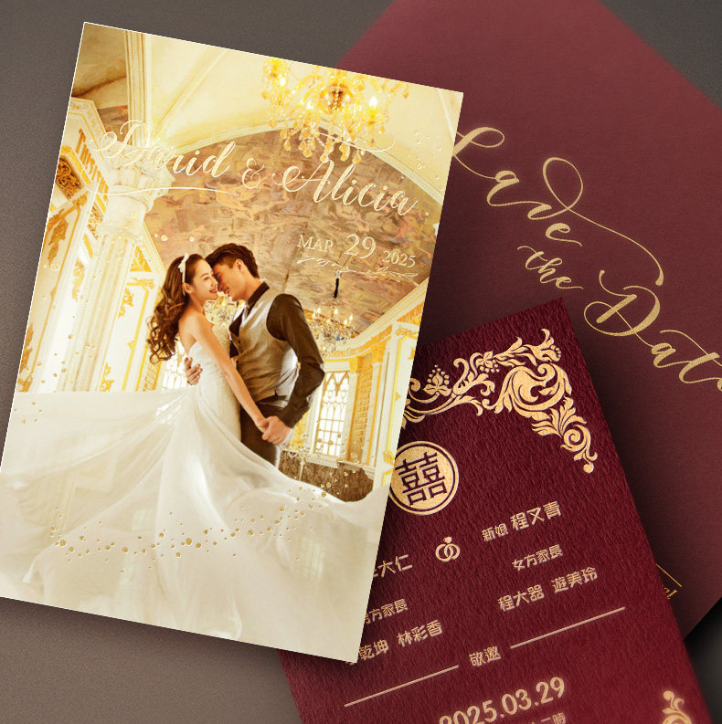 照片打印请帖空白定制烫金结婚喜帖欧式宫廷风结婚邀请函个性请柬