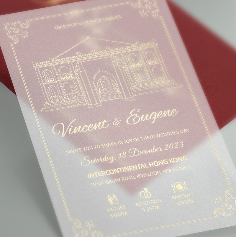 港版全英文空白烫金请柬个性定制婚礼邀请函小众喜帖欧式结婚请帖