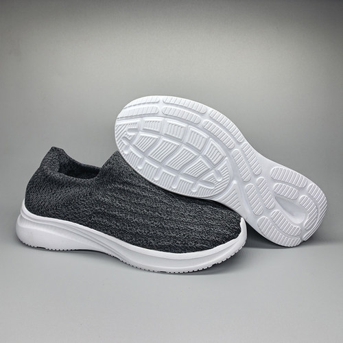 春季男飞织网面一脚蹬透气鞋