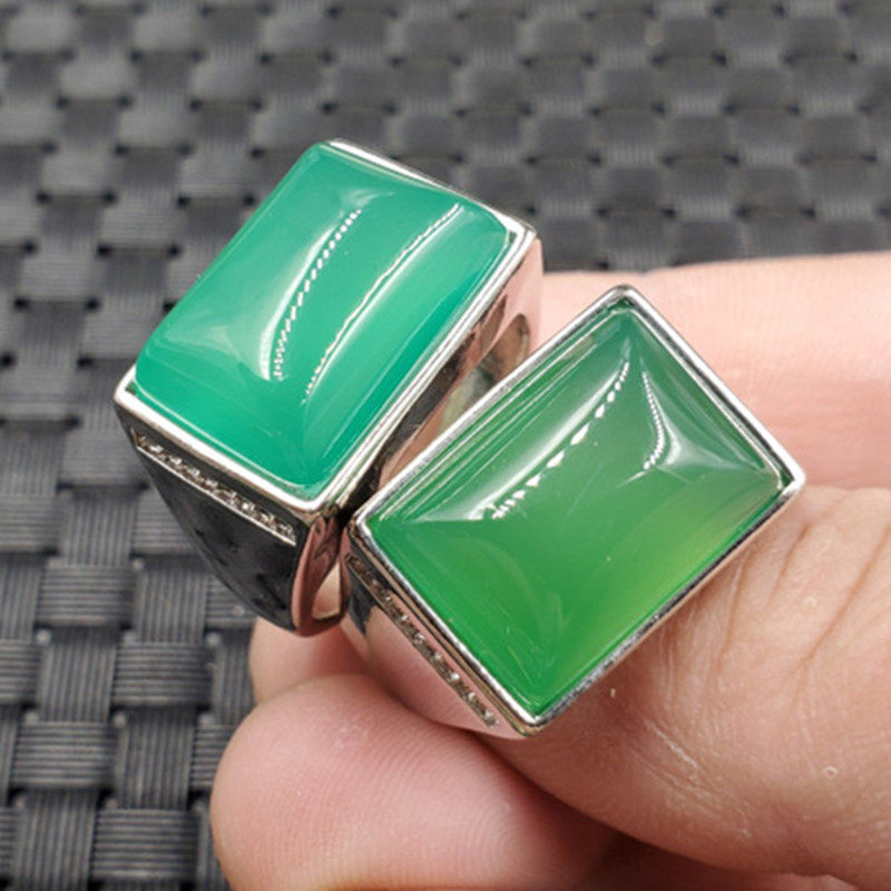 玉石戒指冰种玉髓方形戒指碧绿色玉石大号戒指玉石戒指玉指环,珠宝/钻石/翡翠,手饰,淘宝优惠券,粉丝福利购,淘宝优惠卷