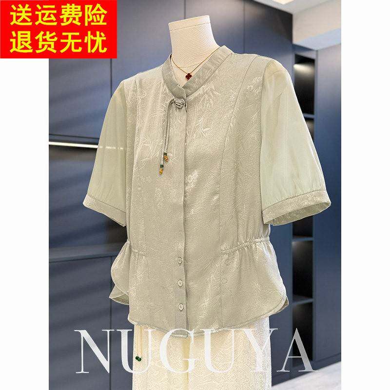 新中式国风妈妈装衬衫女短袖2025年夏装新款上衣气质中老年人衬衫