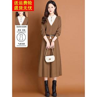 高端套装裙子女秋冬洋气羊毛针织毛衣裙2025新款半身连衣裙两件套