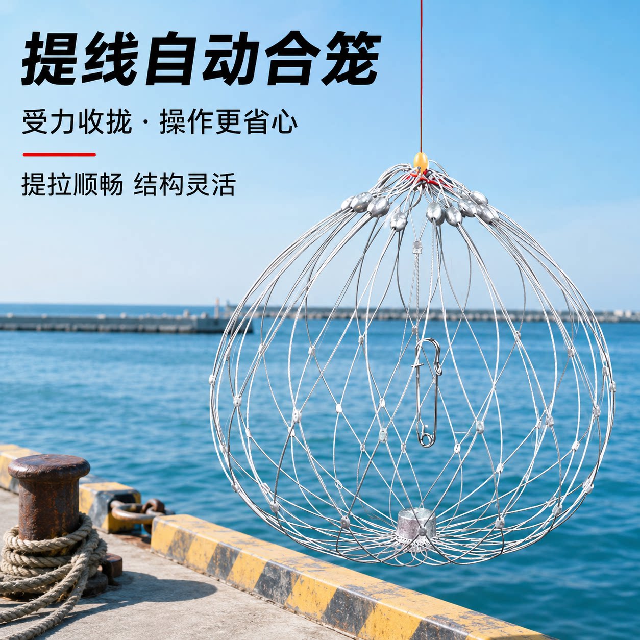 收放工具神器海钓钩钢丝螃蟹笼海用配重龙虾网大闸蟹网钩青蟹专用图片