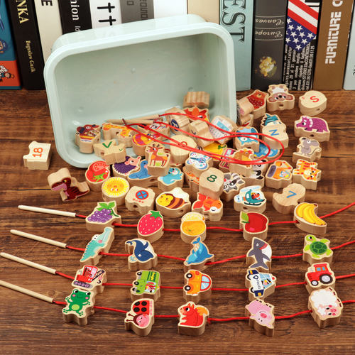 实木串珠儿童玩具精细动作训练