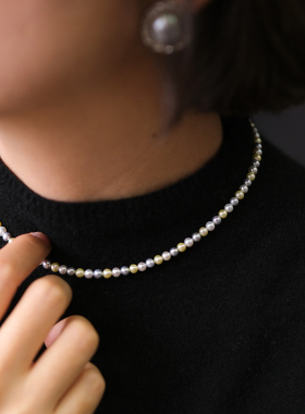 远家天然淡水珍珠混彩项链Y-913