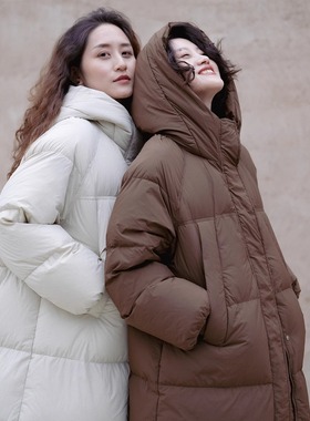 远家90绒子含量白鸭绒羽绒服加厚加长连帽插肩袖保暖三防W-673限