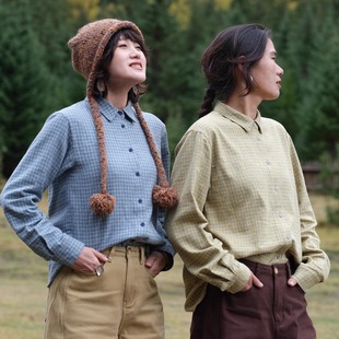 百搭叠穿衬衣上衣秋新LL5855 长袖 远家 纯棉磨毛翻领格子纹衬衫