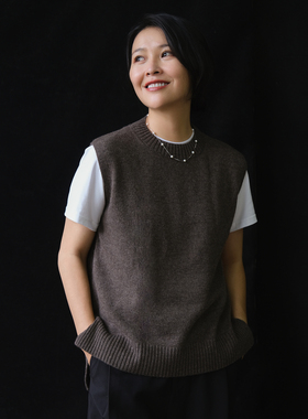 远家经典款 高品羊绒羊毛混纺毛衣背心圆领V领叠穿马甲宽松Y-223