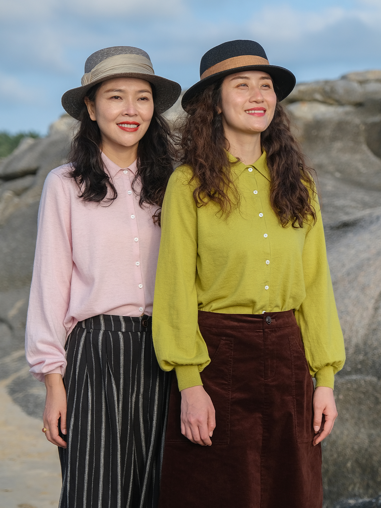 远家纯羊毛翻领开衫毛衣针织衫