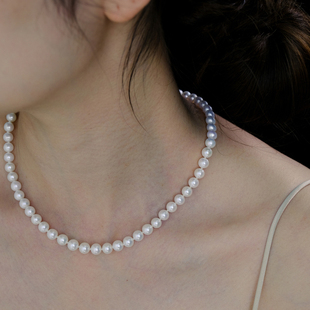 天然淡水珍珠6.5 7.5mm项链 极微瑕 829限量 强光 远家