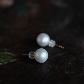 远家南洋海水澳白珍珠耳环10 11mm耳钉18K金正圆微瑕强光Y 822限