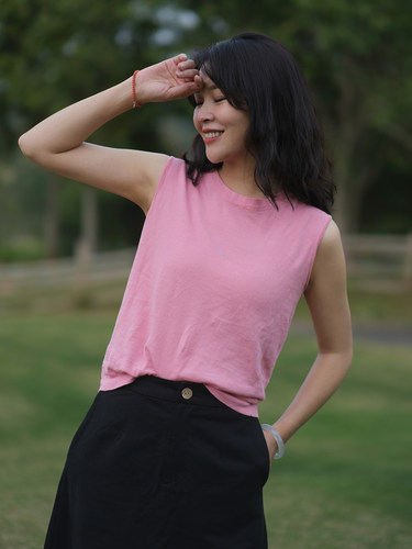 远家新疆海岛棉针织背心圆领