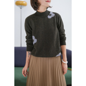 167 秋新F 远家原创花朵牦牛绒羊毛毛衣 宽松针织半高领百搭上衣