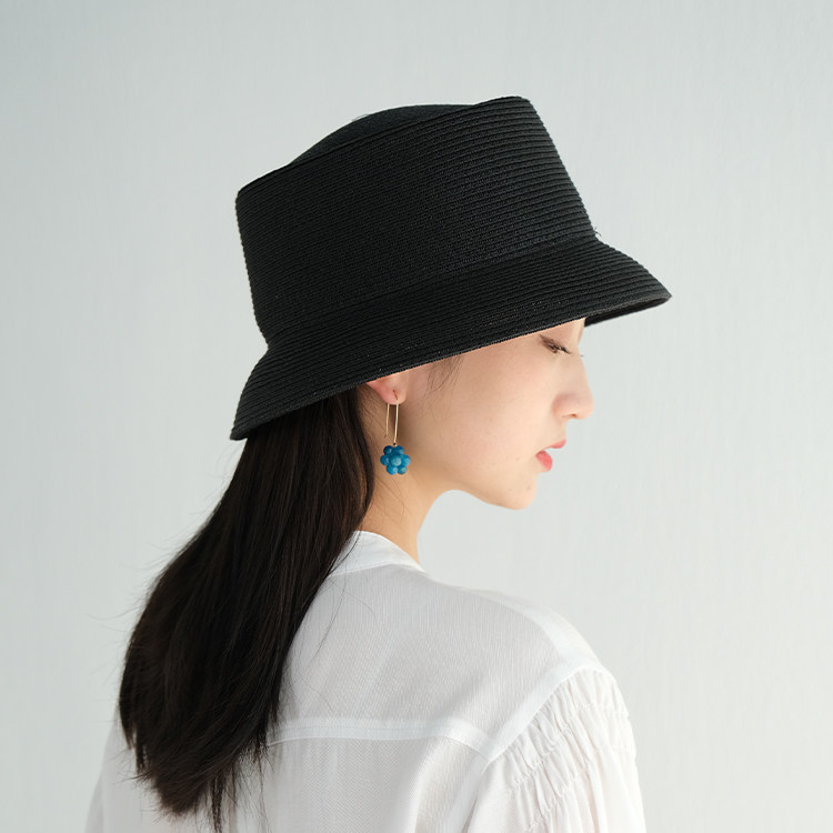 远家木浆纤维编织草帽黑色礼帽日式清爽遮阳防晒帽子春夏WF-378限