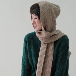 远家原创女装 094限量 糯米绒连帽围巾手套披肩护耳围脖2021冬Y
