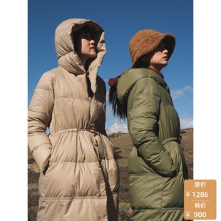 羽绒服腰间系绳外套冬W 远家新90白鹅绒连帽长款 427限量 特价