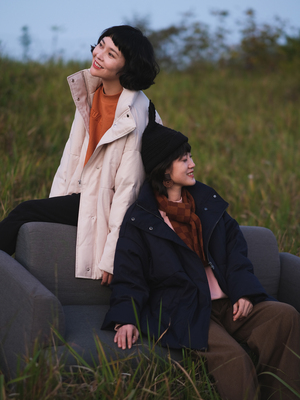 远家90白鸭绒半拉链羽绒服