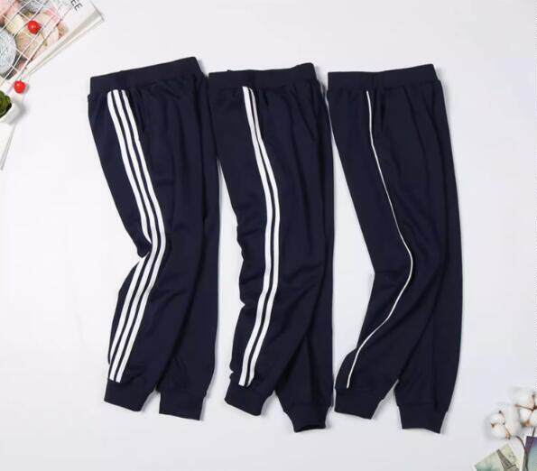 中小学生藏蓝色加绒冬款校服裤子一条两道三道杠深蓝藏青运动裤子