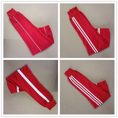 定制中小学生红色校服裤子一道杠细杠宽杠两道白杠三道杠春款单裤