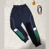 可定制藏蓝色校服裤 加绒 子细白杠拼接上白下墨绿杠收口束脚运动裤