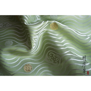 明序集原创中国风小金花布料细丝缎织金明制提花汉服布料来料面料