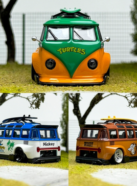 LMLF 1:64 大众VW T1 面包车 Kombi宽体改装版合金汽车模型摆件