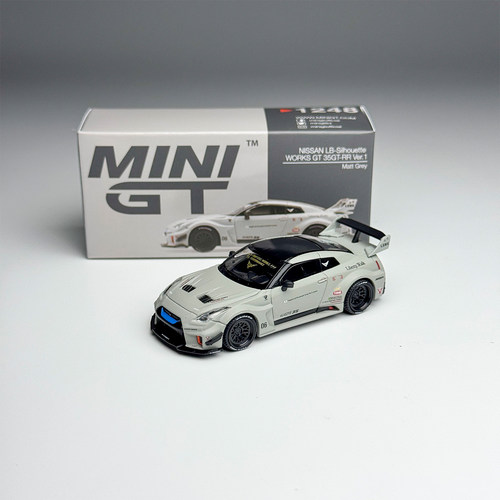 MINIGT 1:64 #1248 日产 NISSAN LB GTR R35 灰合金汽车模型
