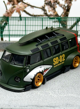 Flame 1:64 大众VW T1 面包车 Kombi宽体改装版合金汽车模型摆件