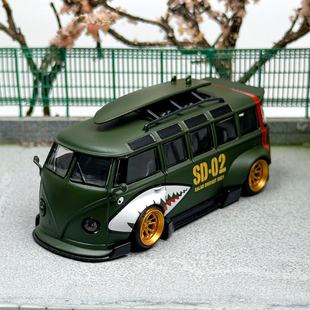 Flame 1:64 大众VW T1 面包车 Kombi宽体改装版合金汽车模型摆件