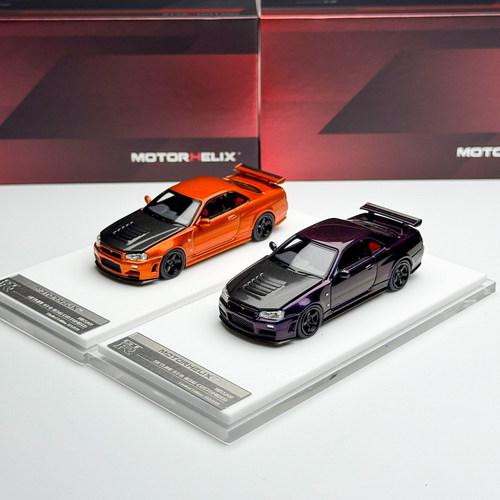 MOTORHELIX MH 1:64 日产 GTR R34 CRS定制版合金汽车模型 可开盖