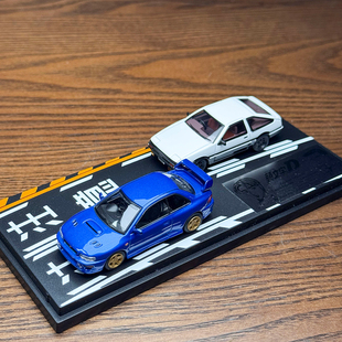 现货 日本动漫社 1:64 头文字D丰田AE85+斯巴鲁GC8 合金汽车模型