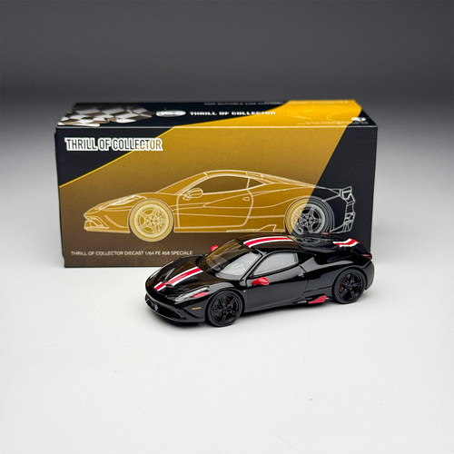 现货 TOC富美 1:64 跃马 FE458 Speciale 黑色合金汽车模型