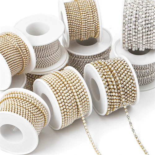 2 мм-6 ммAB цветная зашифрованная цепочка с жемчугом и стразами, золотая и серебряная цепочка с нижним когтем и бриллиантом, наклейка на мобильный телефон, бриллиантовая цепочка своими руками