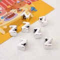 Silver-Plated Letter Beads Z, Hole Diameter about 6mm