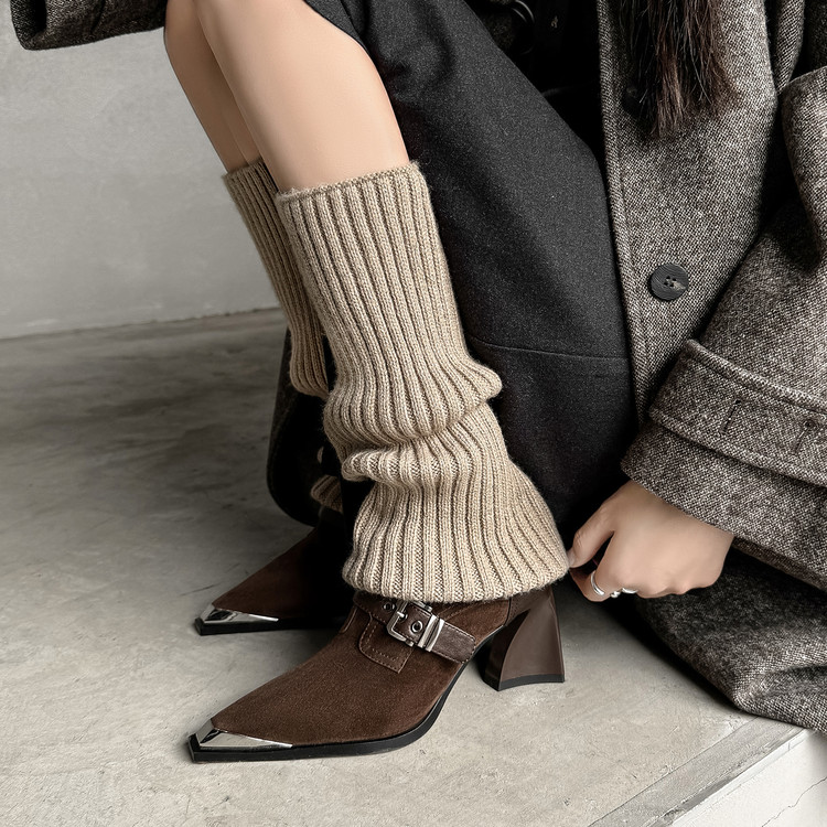 2025百搭复古真皮高跟英伦风时尚高跟鞋尖头粗跟羊皮深口单鞋