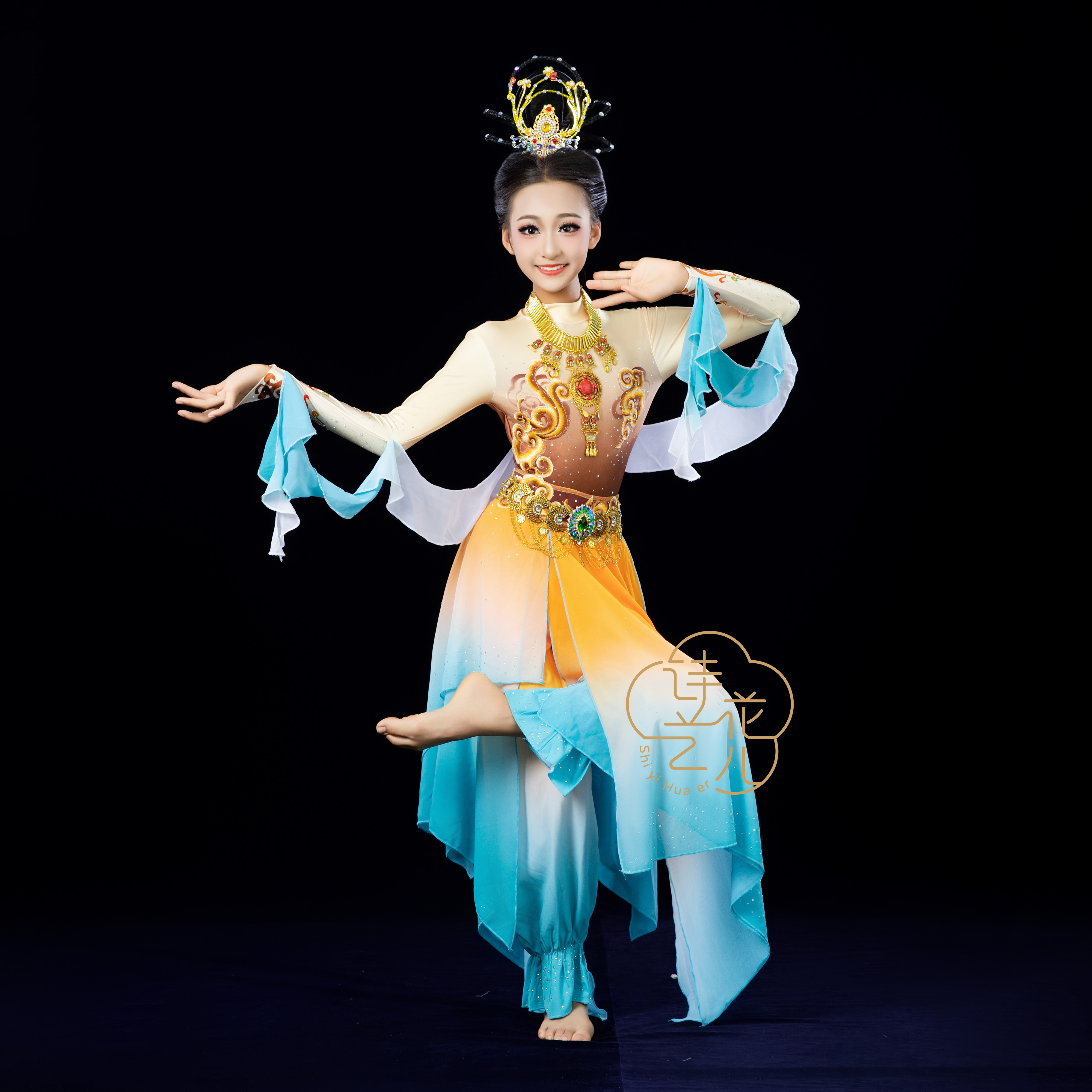 升莲敦煌飞天儿童舞蹈服